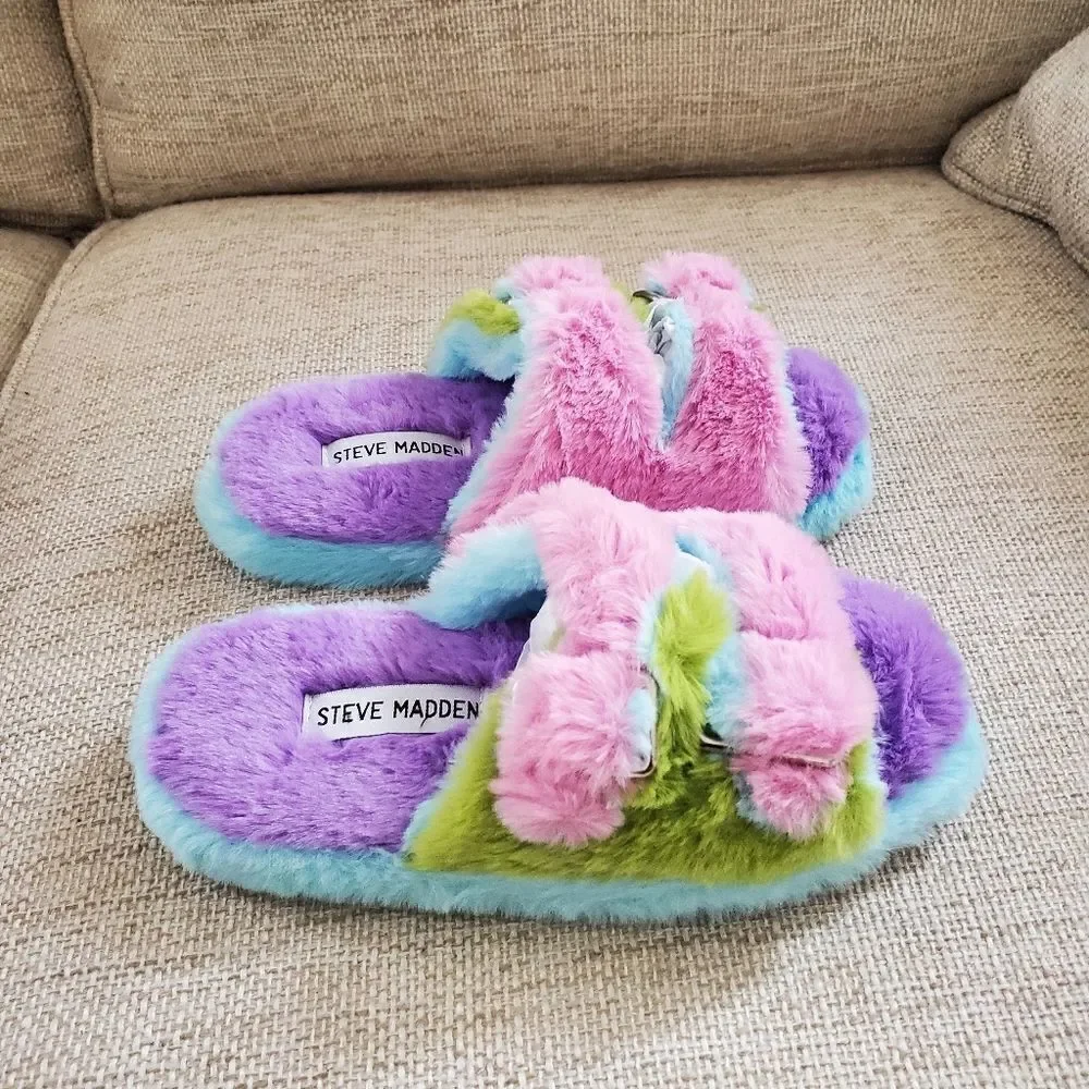 Steve Madden Kids' Jaround Faux Fur Slide Slipper